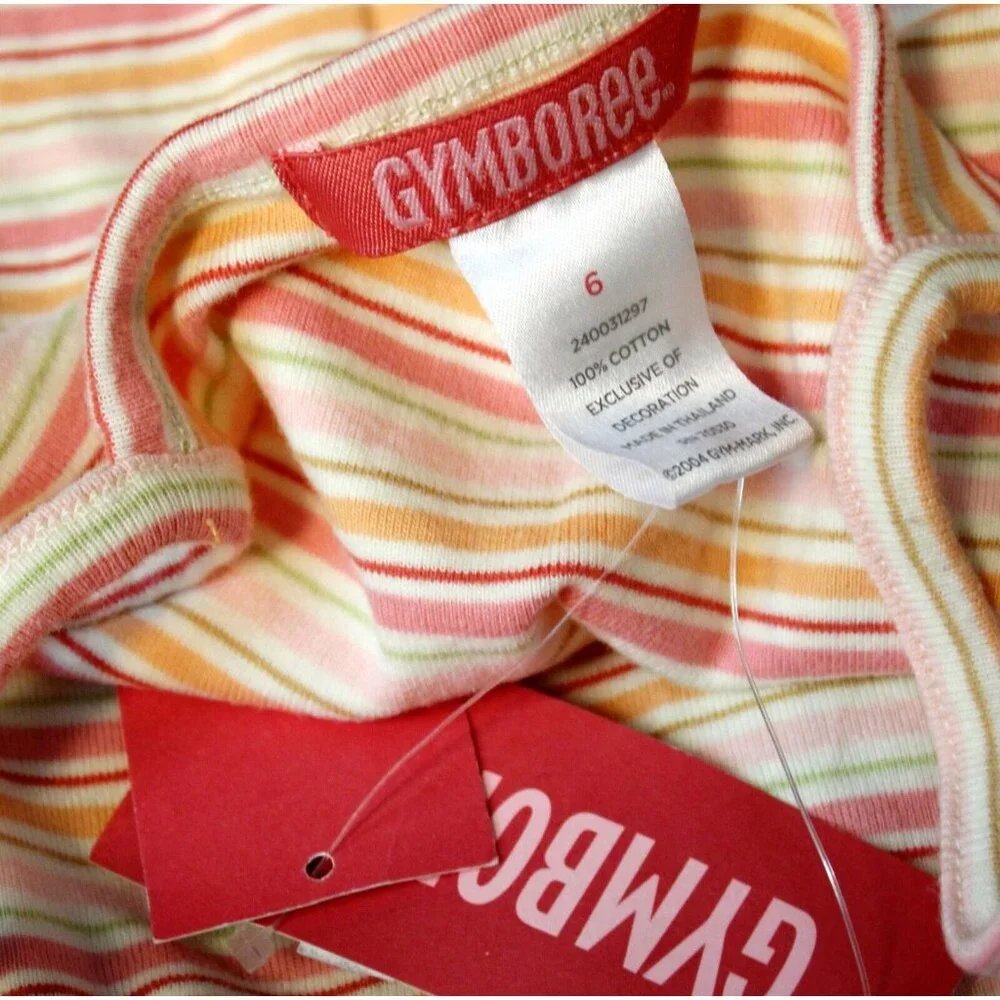 NWT 2005 Gymboree Aloha Wahine Striped Tank Dress sz 6 Flower Ruffle Drop Waist
